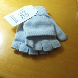 Time and Tru Light Blue Fingerless Gloves